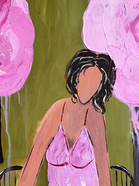 Woman with Cat Painting