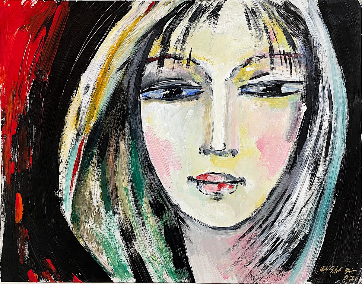 Impressionistic Portrait Acrylic Painting By Gor Avetisyan, 20 X 16, Love At First Sight, Original Artwork