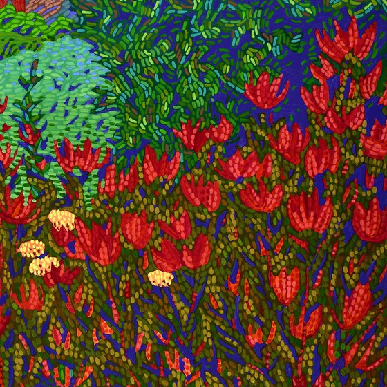 Golden Gate View With Flowers