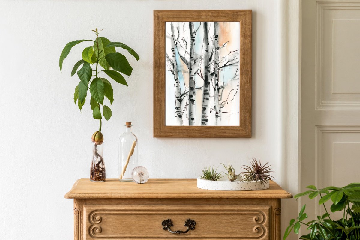 Impressionistic Landscape Watercolour By Sophie Rodionov, 9 X 12", Aspen Trees, Original Artwork