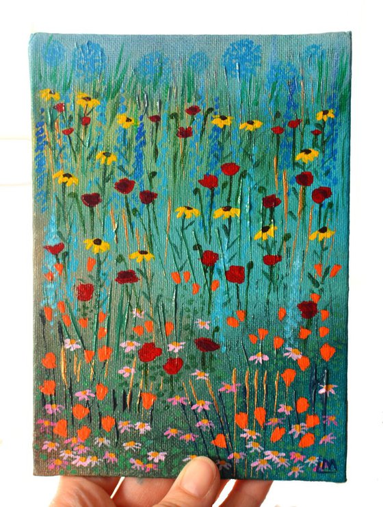 Mini Meadow 4 - poppies, rudbeckias, daisies and agapanthus