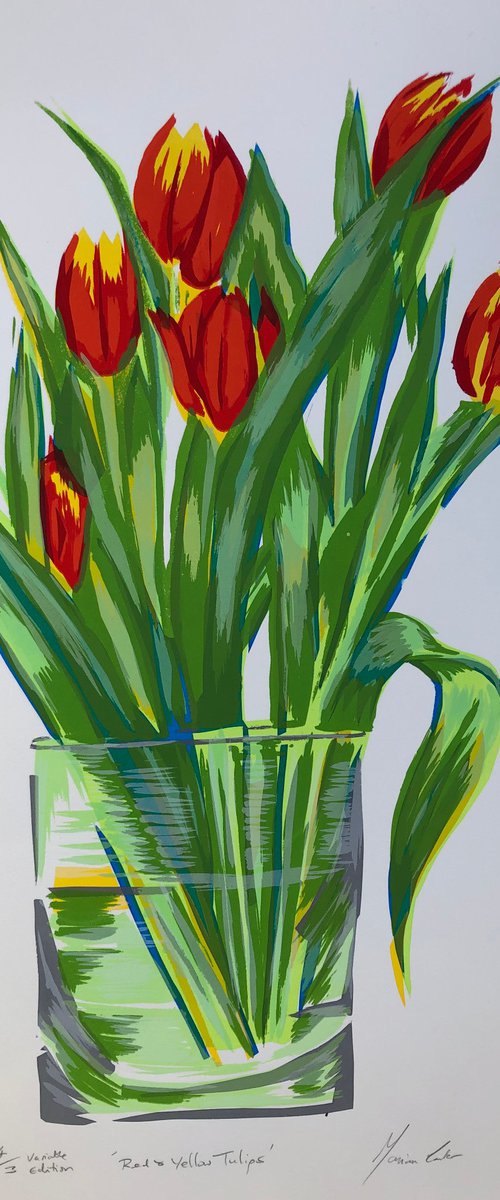Red & Yellow Tulips by Marian Carter