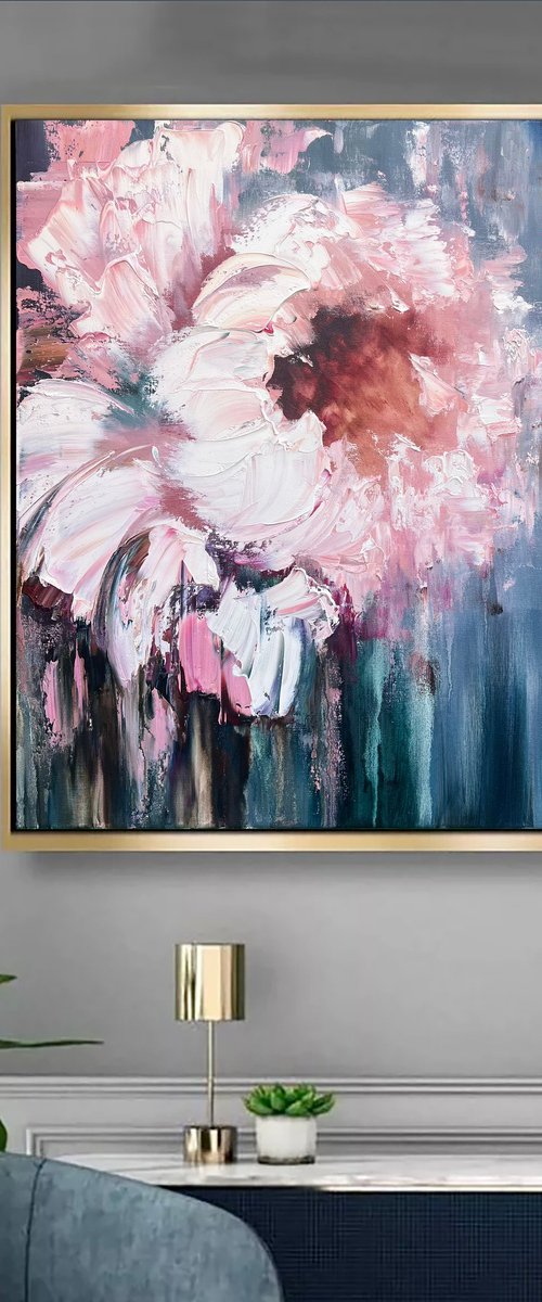 Pink abstract peony. by Marina Skromova