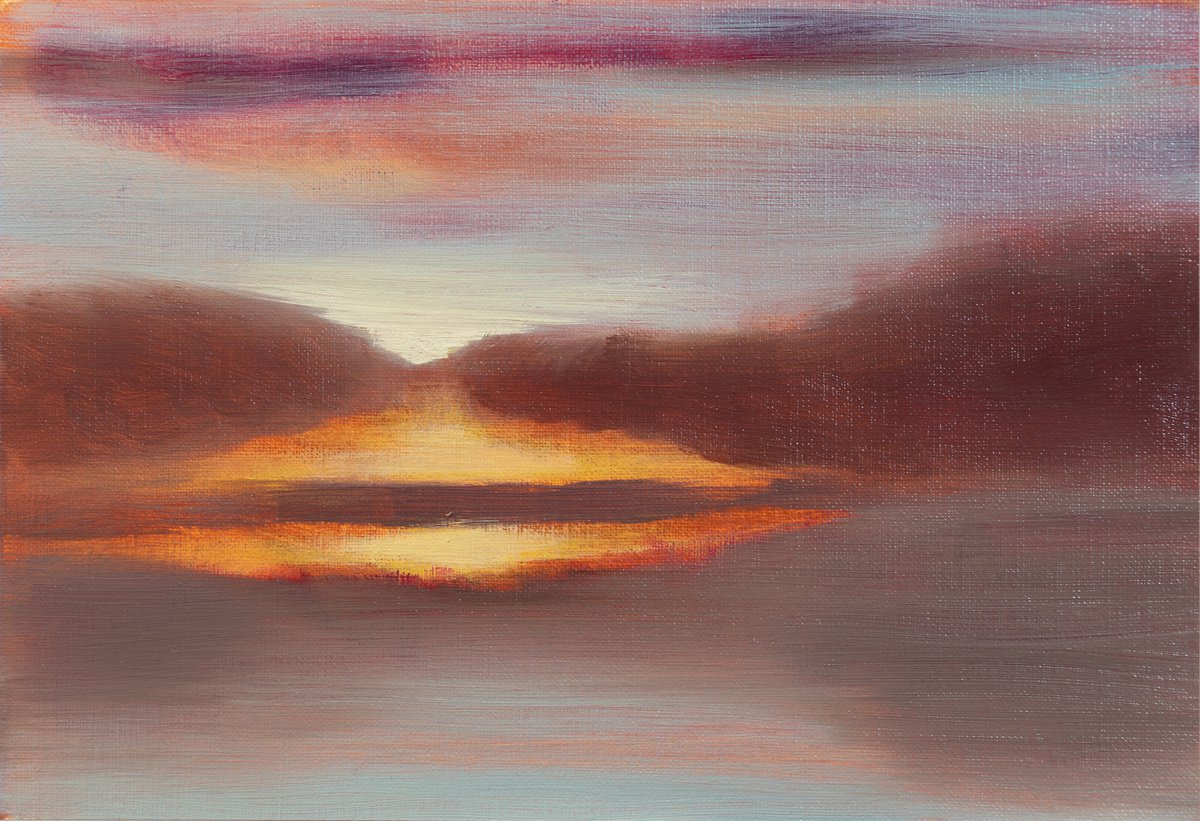 Sunset On The River By Fabienne Monestier, 9 X 6, Artwork For Sale On Artfinder