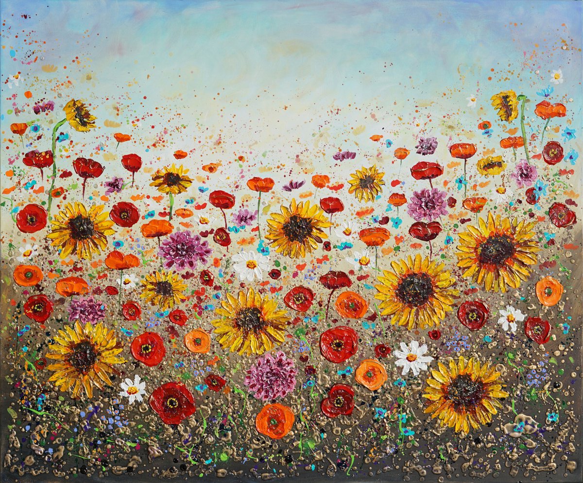 Organic Botanical Acrylic Painting By Amanda Dagg, 48 X 40, Song Of The Wildflowers, Original Artwork