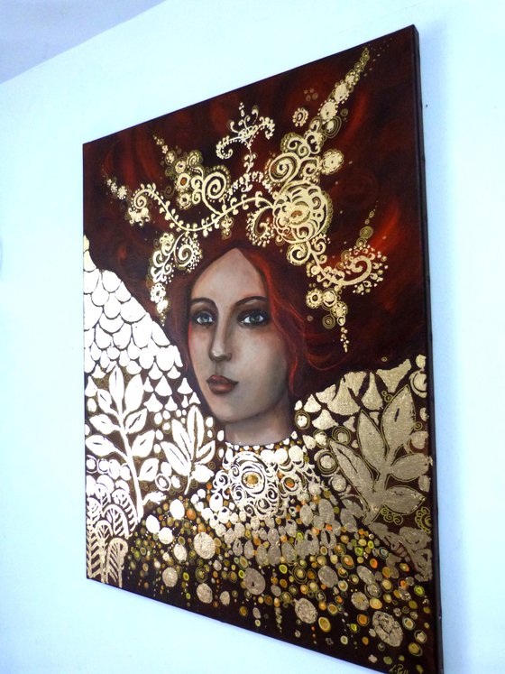 Mystic Diva 50 x 65 cm a tribute to Klimt