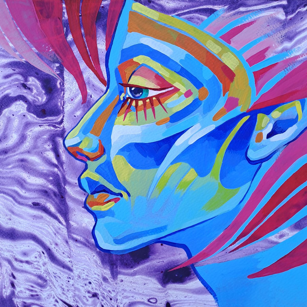 Blue Girl By Mariia Raskin, 10 X 10, Artwork For Sale On Artfinder