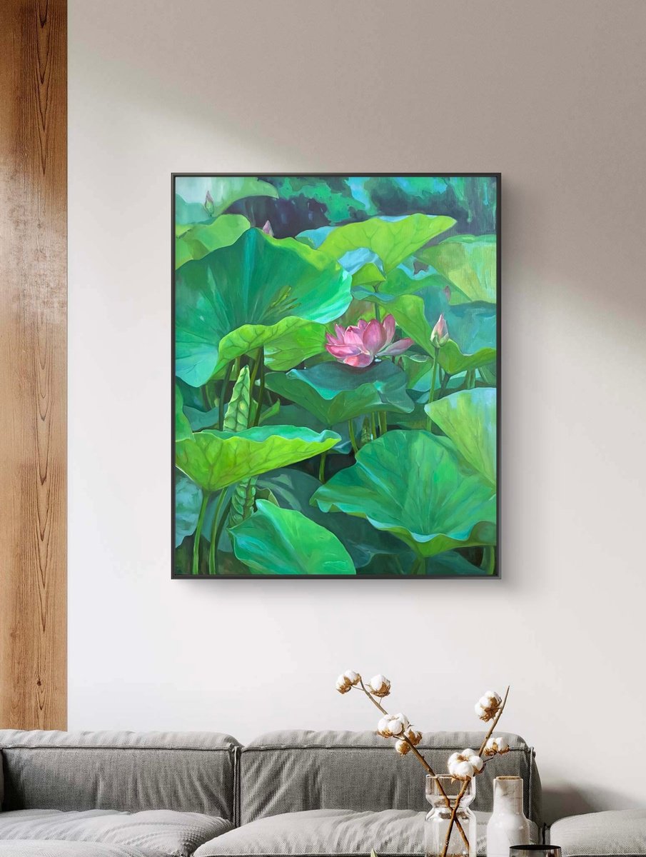 Blooming Lotuses. Maturity By Guzel Min, 26 X 32, Artwork For Sale On Artfinder