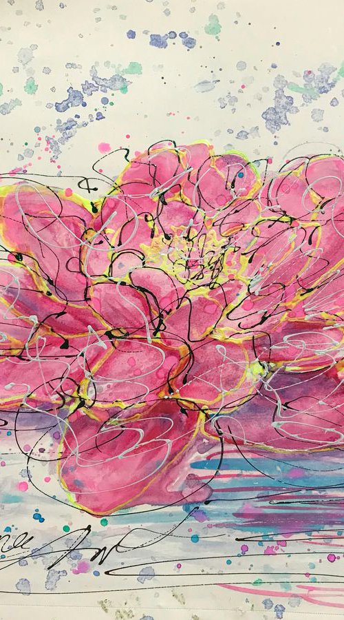 Waterlily Original painting 12"x9" by OLena Art by Lena Owens at OLena Art