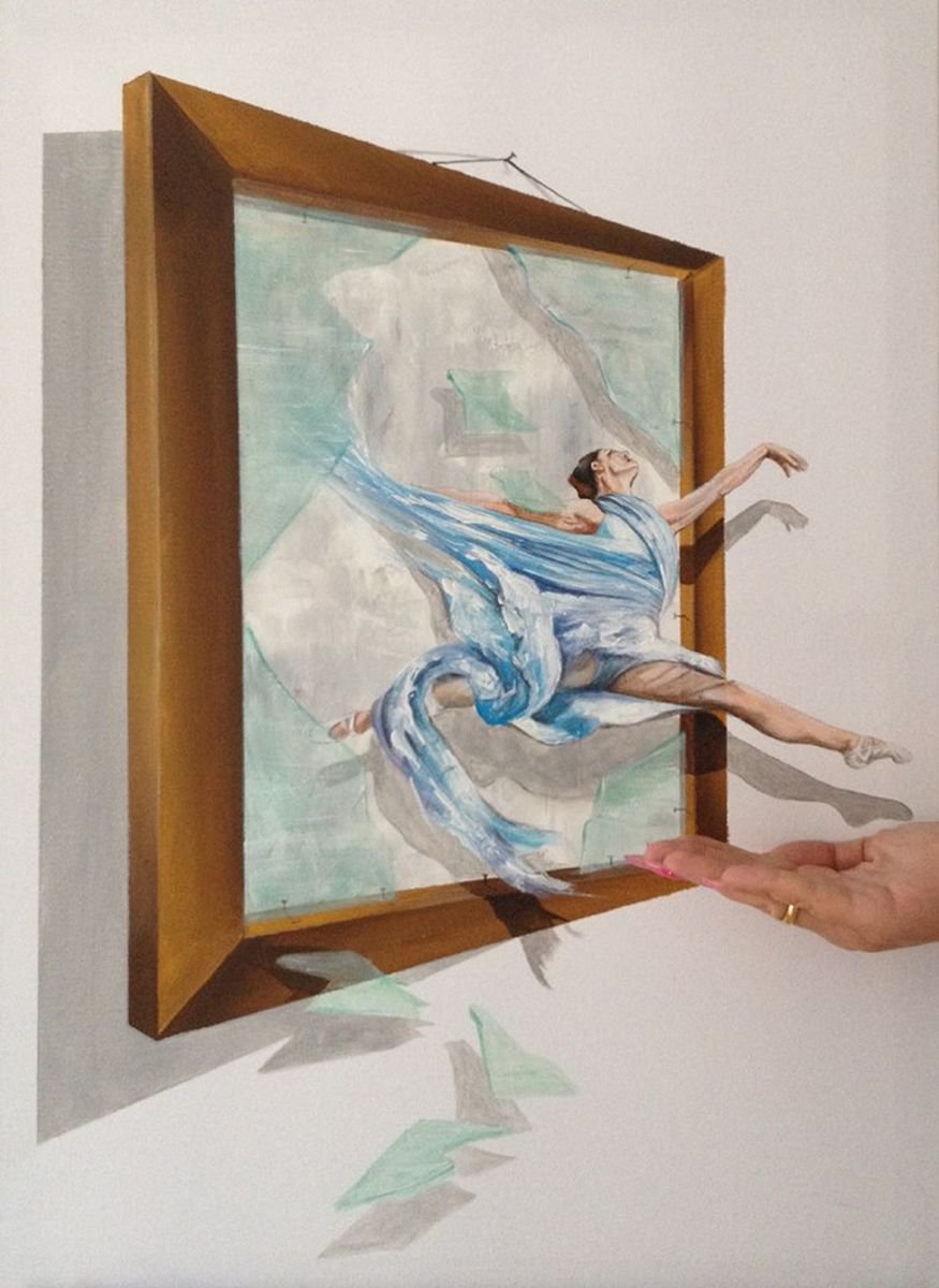 Impressionistic Portrait Acrylic Painting By Eka Peradze, 20 X 28, 3D Ballerina Eka Peradze Art, Original Artwork