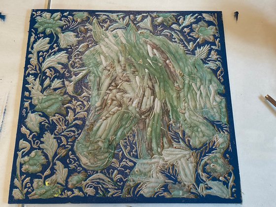 Horse – reduction linocut print