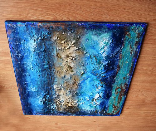Terre inconnue / 60 cm x 60 cm Abstract Mixed Media painting by Anna Sidi-Yacoub