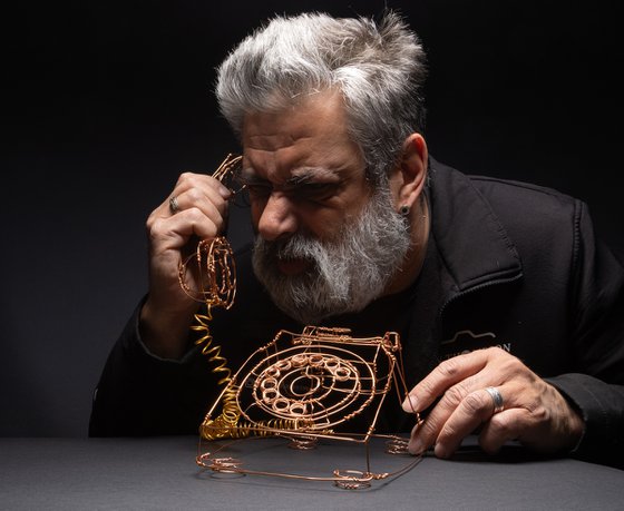 Retro Telephone Wire Sculpture