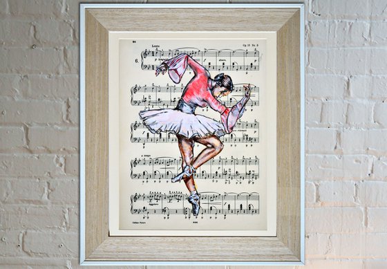 Ballerina XLI- Vintage Music Page, GIFT idea