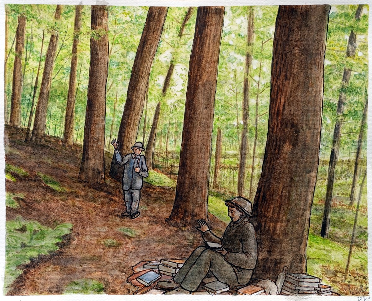 Illustrative Landscape Ink Drawing By Paolo Beneforti, 12 X 9", Hello Friend!, Original Artwork