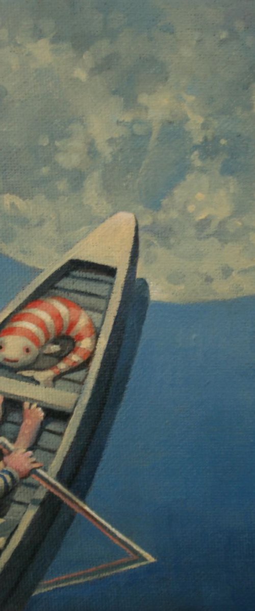 Fish and loon over the moon (study) by Rory Mitchell