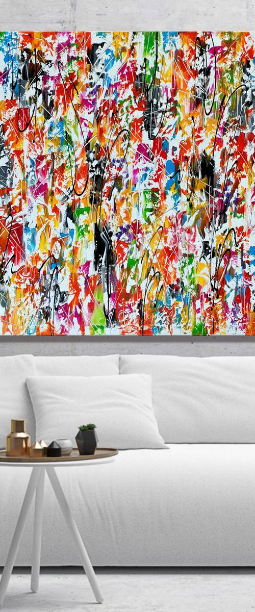 Joyful Day -  Powerful Joyful Energetic Bold Colorful Painting by Julijana Ravbar