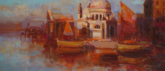 Venice in Gold Original oil painting  Handmade artwork One of a kind Large Size