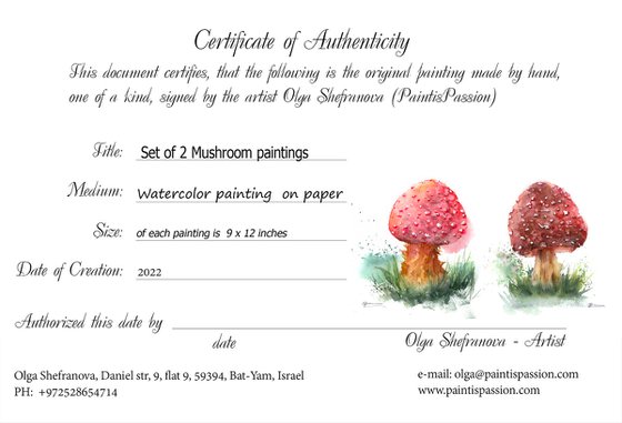 Set of 2 Mushroom Paintings