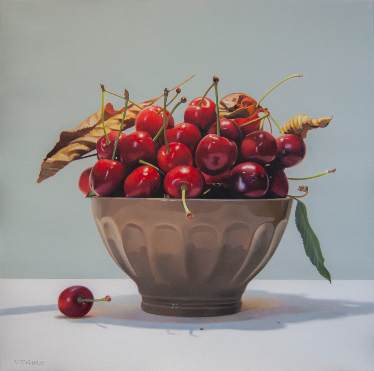 Cherries, Original oil on canvas painting by Valeri Tsvetkov