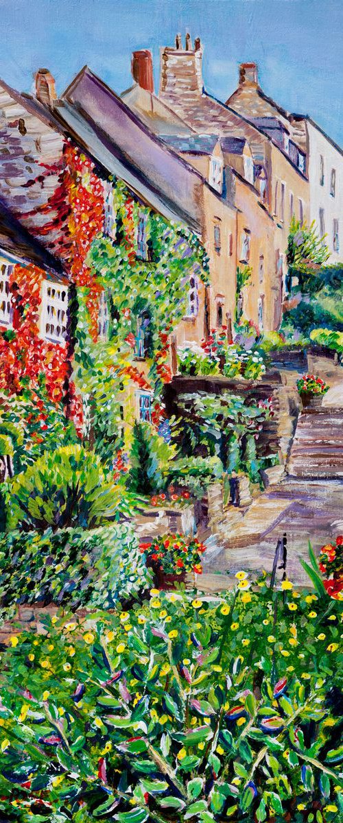 SUMMER - LOOKING UP THE CHIPPING STEPS, TETBURY by Diana Aungier-Rose