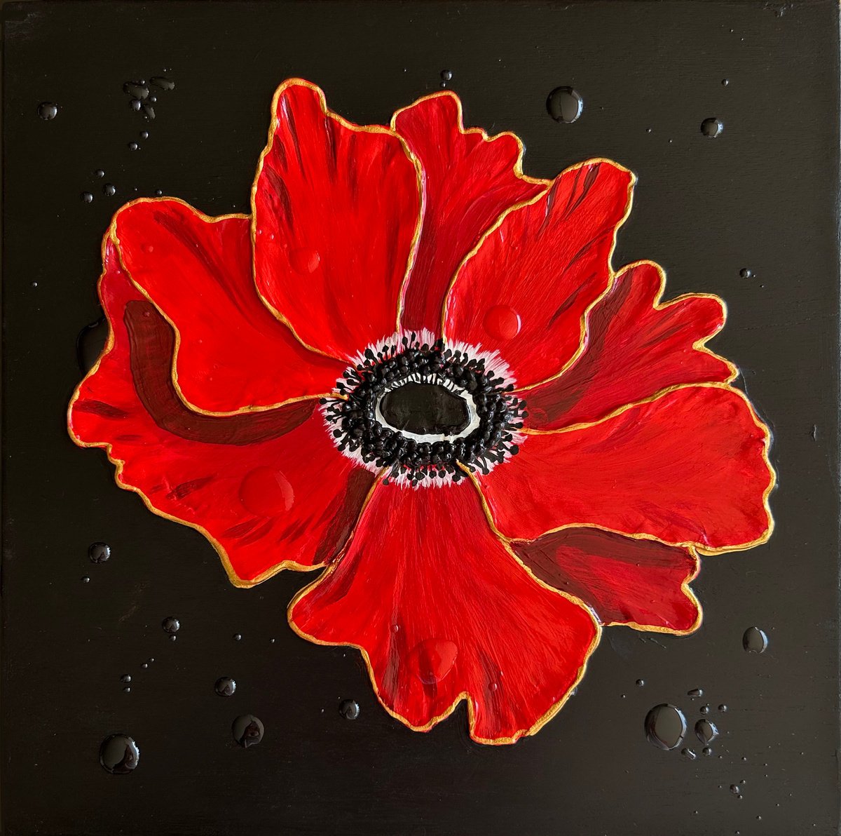 Expressive Botanical Painting By Alexandra Dobreikin, 12 X 12, Anemone, Original Artwork