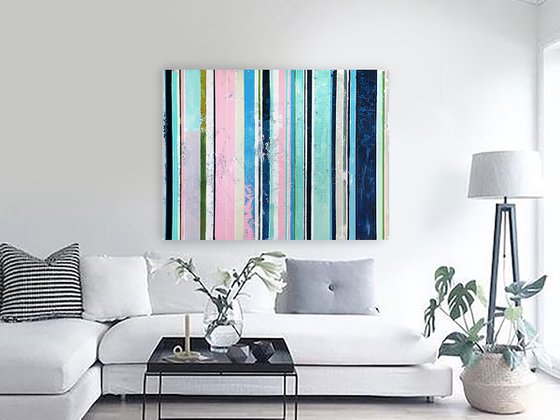 Stripes Painting 48x36" Abstract Art by Bo Kravchenko