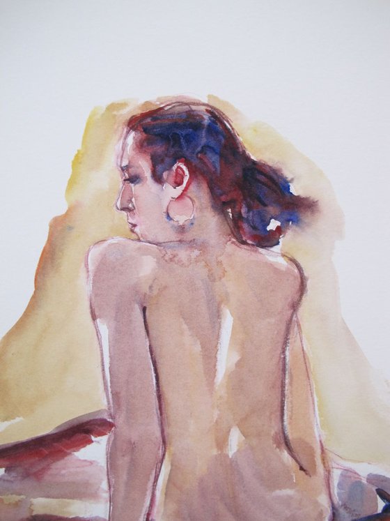 seated female nude back study