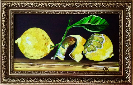 Lemons. Framed still life MODERN ART URBAN ART OFFICE HOME DECOR fruits