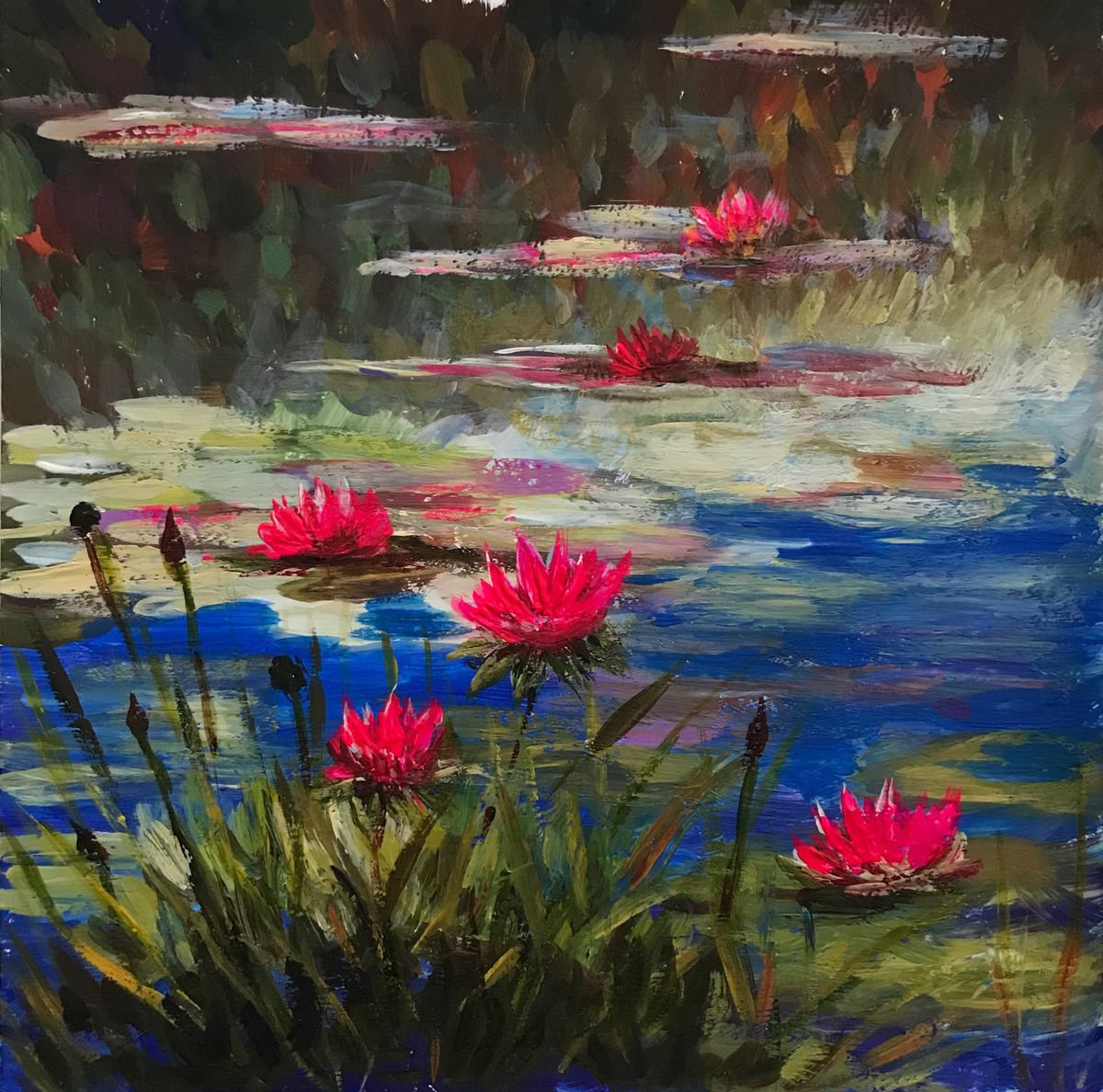Pink Water lilies by Victoria Letucheva