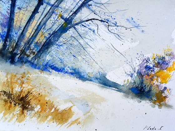 Peaceful winter   watercolor