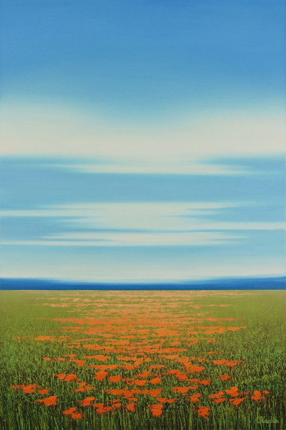 Summer Flower Field - Blue Sky Landscape