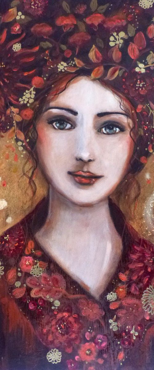"October fauwn"  woman portrait 60x50cm. by Loetitia Pillault