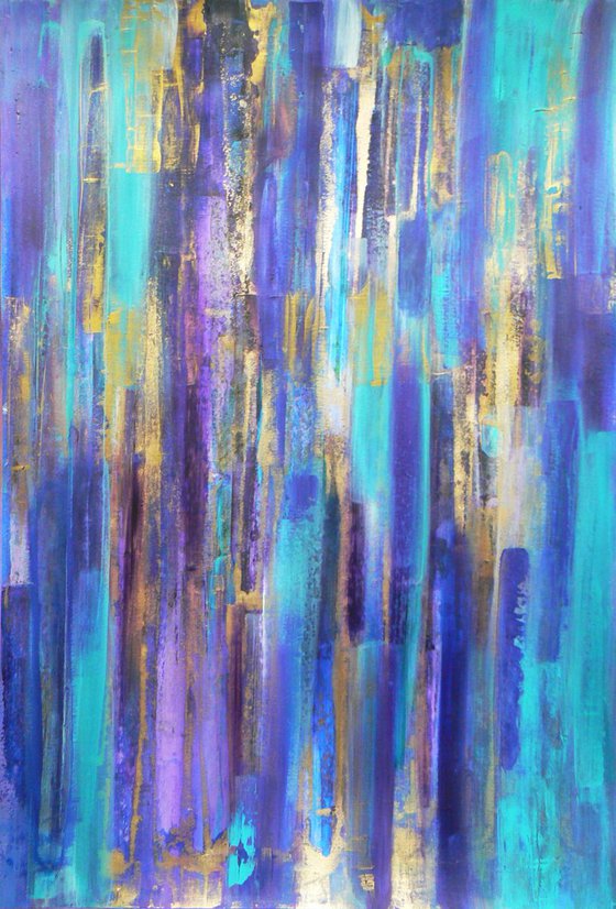 The Midas touch #3 (abstract in blues, purples and gold tones)