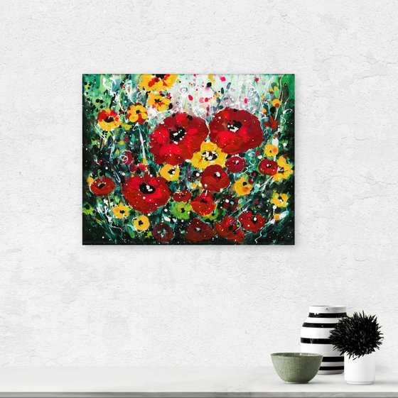 Dreaming About Poppies -  Abstract Flower Painting  by Kathy Morton Stanion