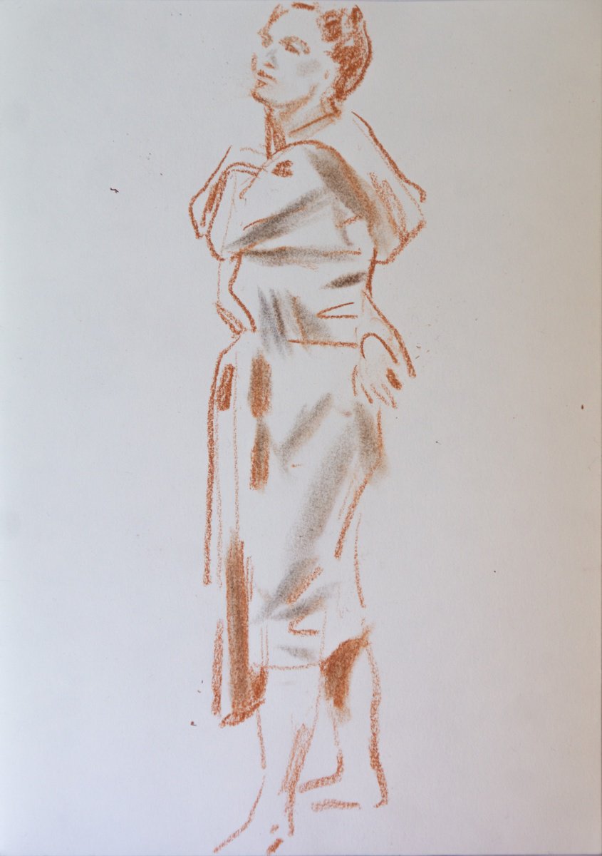 Portrait Pastel Drawing By Anastasia Borodina, 6 X 8, The Muse., Original Artwork