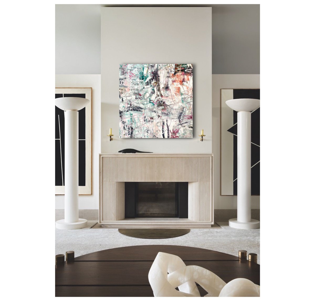 Abstract Oil Painting By Maria Esmar, 39 X 39", Feel It Still, Original Artwork