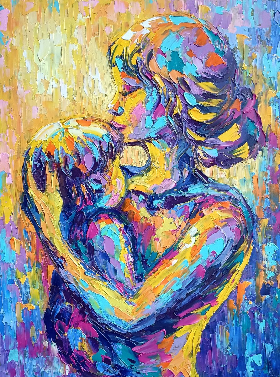 Mother’s tenderness - oil painting, mother’s love, love, mother, baby, mom and baby, peopl... by Anastasia Kozorez