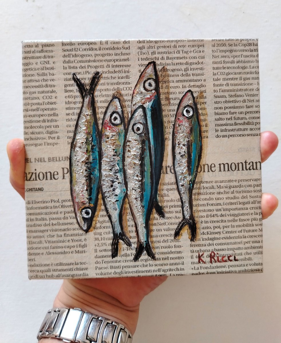 Small Fishes on Newspaper by Katia Ricci