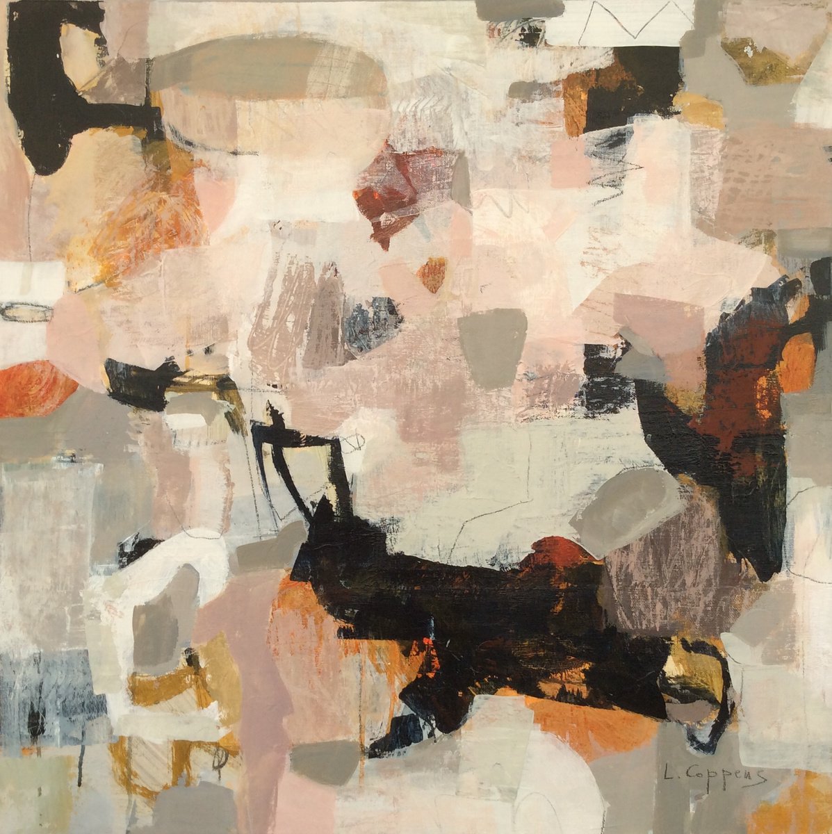 Abstract Acrylic Painting By Linda Coppens, 31 X 31", Poetry Of Life 2, Original Artwork