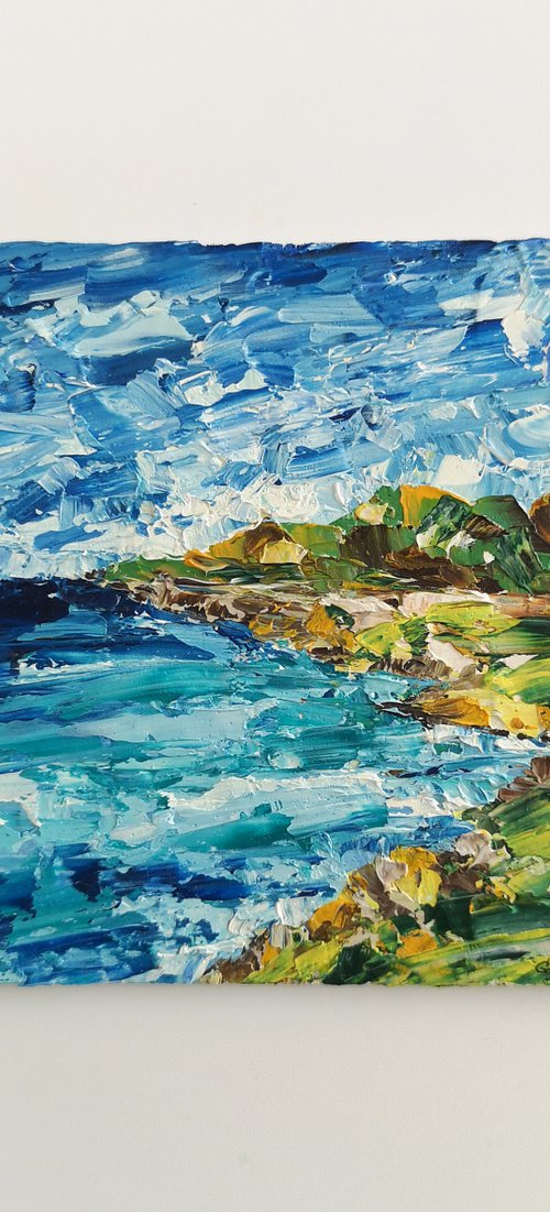 Impasto abstract seascape painting "Sea" by Olga Grigo