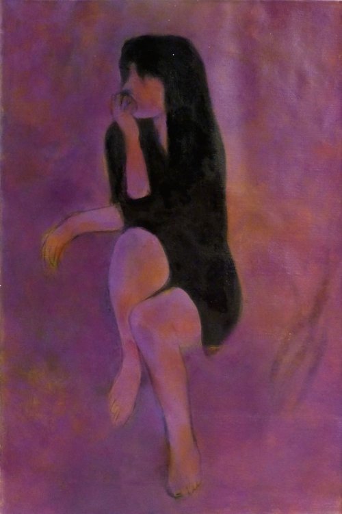 Seated Model, oil on canvas, 54x81 cm by Frederic Belaubre