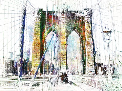 Colores, puente Brooklyn/XL large original artwork by Javier Diaz
