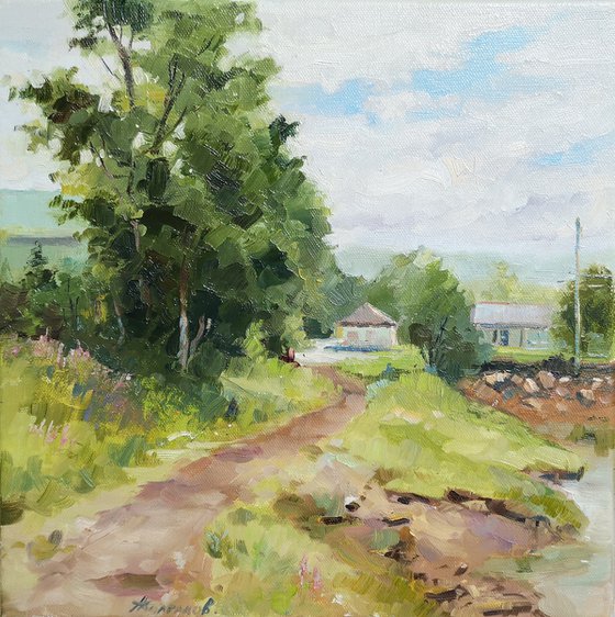 Summer vibes in Parrsboro, plein air (12x12x0.7'')