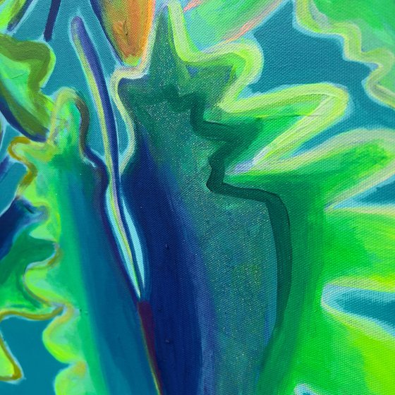 Blue and Green Alocasia Study
