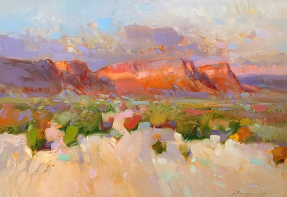 Desert View, Original oil painting, Handmade artwork, One of a kind