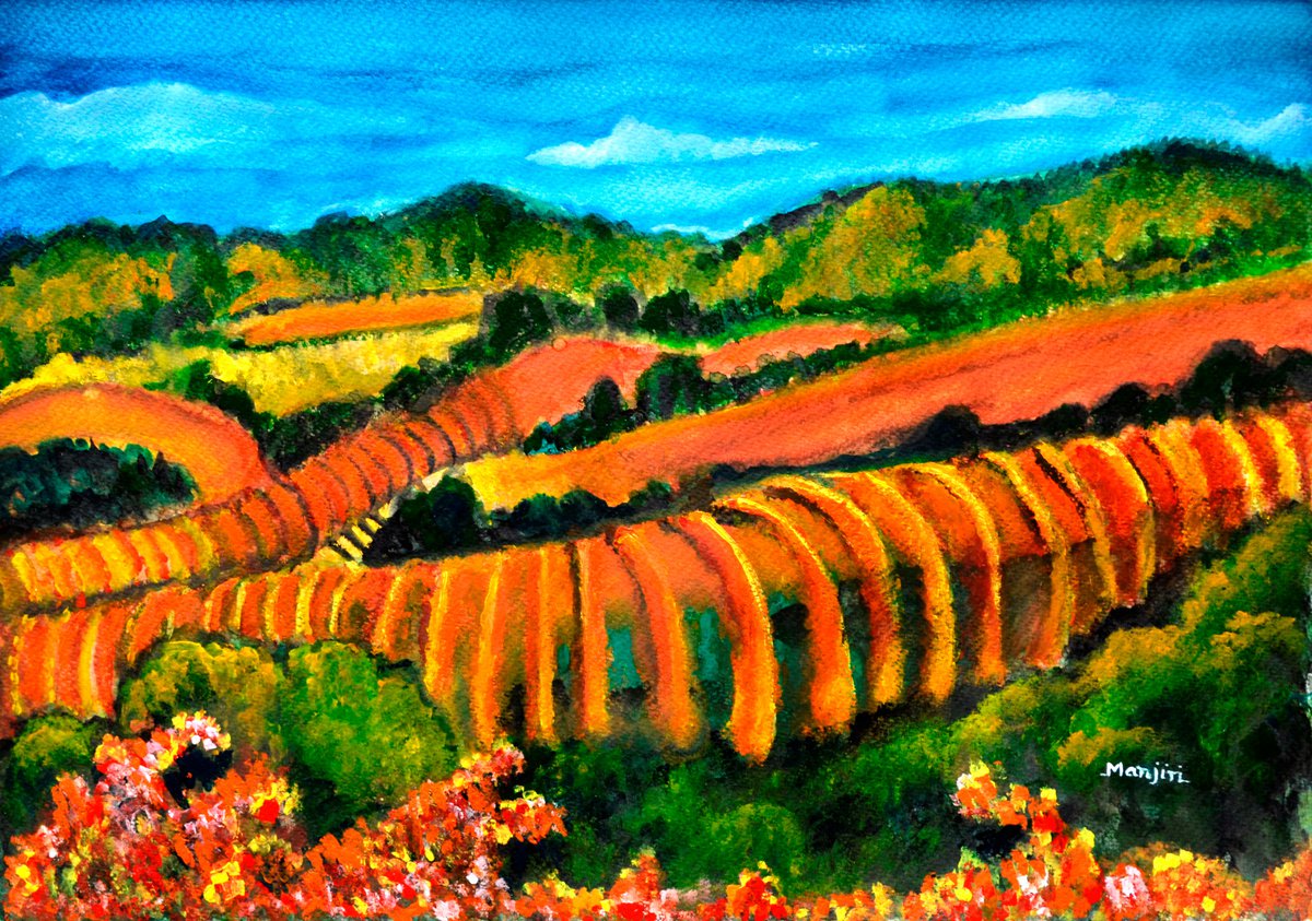 Colorful Landscape painting of Sonoma Valley california by Manjiri Kanvinde