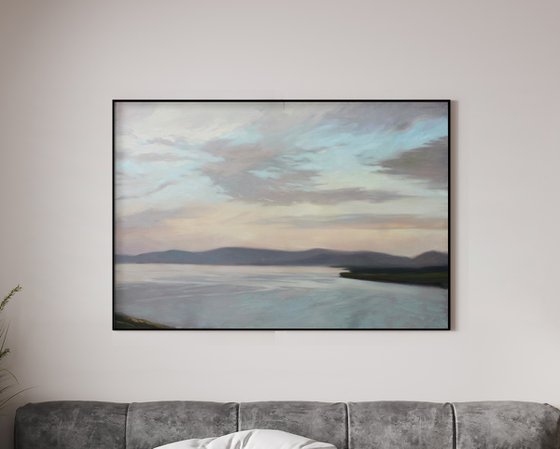 "Sea Surface" Grey beige sea oil art