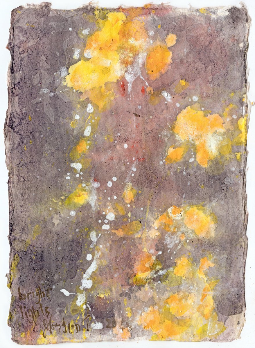 Abstract Acrylic Painting By Gordon T., 10 X 14, Bright Lights, Original Artwork