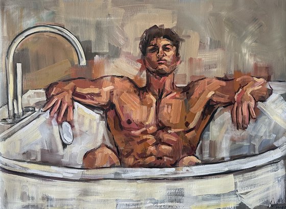 Man in bathtub